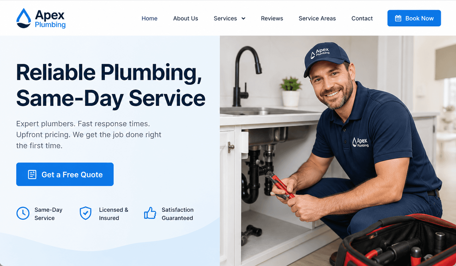 Example custom website mockup for a service business